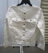 New Ladies Cotton Collarless Top W/ Appliqued Sleeves By K. Jordan
