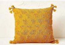 New - 18"x18" Ruched Square Accent Pillow Gold - Opalhouse Designed With Jungalow