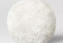 Faux Fur Round Throw Pillow Ivory - Room Essentials 12" Round
