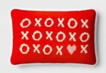 Valentine's Day 'xo' Knit With Faux Fur Reverse Lumbar Throw Pillow Red/pink/white