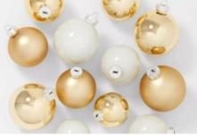 42ct Round Glass Christmas Tree Ornament Set White/gold - Wondershop