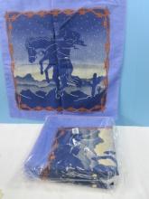 60 +/- Hav-A-Hank Sunset Cowboy Bandannas Silhouette and Barbed Wire Design NEW 21"