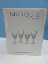Waterford Crystal Set of 4 Marquis Collection Brookside Pattern Iced Beverage Stemware Goblets