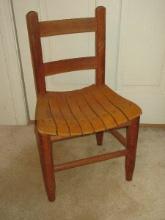 Vintage Oak Childs Ladder Back Chair w/Slat Seat- 25"H