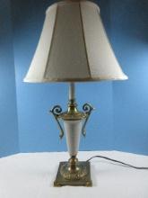Hollywood Regency Stylized 28" Urn Form Table Lamp Craquelure Finish on Brass Tone