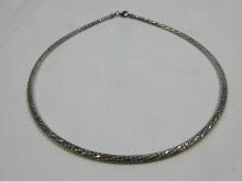 Italy 925 Sterling Silver Milor Swage Snake Chain Choker Necklace Wgt. 22.96G+/-, 15 3/4"Long