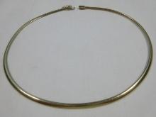 14Kt Gold Italy Milor Omega Choker Necklace Wgt. 12.22G+/-, 16 1/4" End to End