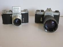 2 Vintage Cameras Honeywell Pentax Spotmatic F w/Lens & Praktica FX