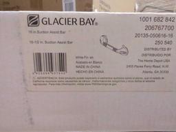 Lot of 2 Glacier Bay 16-1/2 in. x 1-1/4 in. Suction Assist Bar with Suction Indicators in White,
