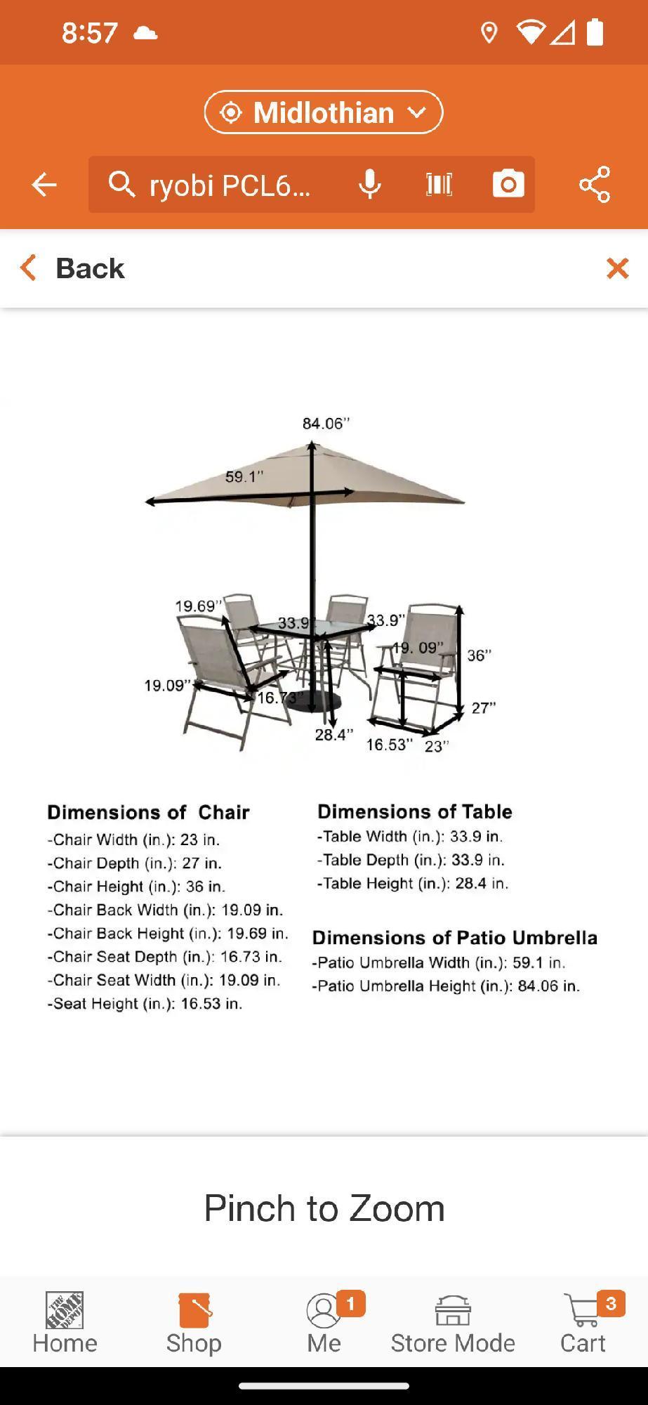 (Missing Umbrella) StyleWell Amberview 6-Piece Steel Square Outdoor Dining Set in Brown with