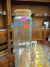 Vtg very tall Cylinder shaped jar 23 inch tall Heavy light green jar cork seal, What you see in