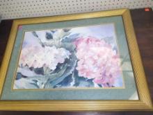 Framed Print of Hydrangea's, Unknown Artist, Approximate Dimensions - 23.5" x 31.5", What You See in
