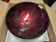 KRAUS Multi-Color Red Glass Round Vessel Sink, Appears to be New in Open Box Retail Price Value
