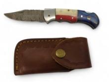 Handmade Damascus steel knives with custom wood, bone, horn or resin handles. The knives are made