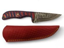 Handmade Damascus steel knives with custom wood, bone, horn or resin handles. The knives are made