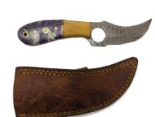 Handmade Damascus steel knives with custom wood, bone, horn or resin handles. The knives are made