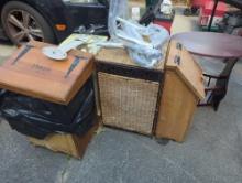 (GAR)Lot of Assorted Items Including Laundry Basket with Lid, Wall Hanging Towel Rack, Yellow