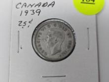 1939 Canada - 25 cents -silver