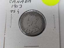 1913 Canada - 25 cents -silver