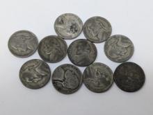 1943-P Nickel - Jefferson (10 coins) silver