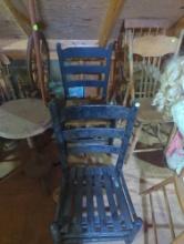 (GAR) 1 lot of 2 chairs: 1st chair (wooden slats on seat) 30.5" H - floor to seat = 13". 2nd chair: