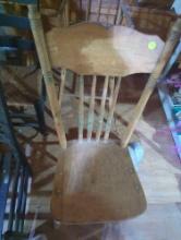 (GAR) 1 lot of 2 tall chairs. Chair without arms = 38" H. High Chair = 37.5" H. What You See in the