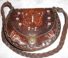 LEATHER VINTAGE PURSE WITH BUTTERFLY