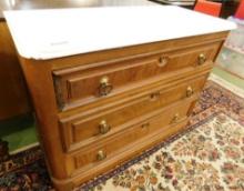Walnut Victorian Marble Top 3 Drawer Dresser