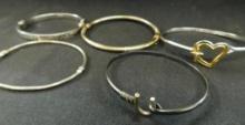Sterling Silver - 5 Hinged Bangle Bracelets - 41.8 Grams
