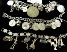 Tray Lot with 2 Monet and 1 Sarah Coventry - Charm Bracelets