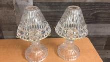 PAIR OF PARTYLITE ASTORIA CRYSTAL TEALIGHT LAMPS
