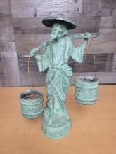 CHINESE BRONZE WATER CARRIER STATUE