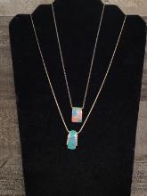 2 STERLING SILVER & OPAL NECKLACE & PENDANT 15G