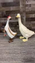 2) VINTAGE WOODEN PORCH GEESE