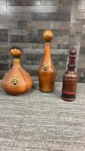 3) ITALIAN LEATHER WRAPPED DECANTER