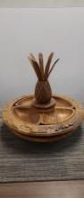HANDCRAFTED PINEAPPLE MONKEY POD LAZY SUSAN