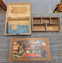 WOODEN TRINKET & CARRYING BOXES