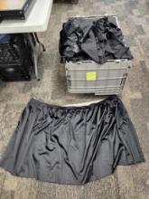 Large Quantity of Black Table Skirts, 16ft x 28in, Container Not Included