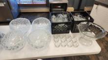 Punch Bowl w/ Stand and Large Supply of Punch Glasses, 4 Punch Bowls w/o Stands