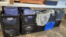 17 Crates Full of Glass & Plastic Salad Plates or Clear Plates