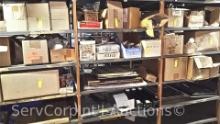 Lot on Shelves of Range Oven Doors, Drain/Supply Hose, Bakeware, Oven Racks, Oven Door Trim,