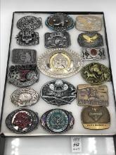 Collection of 17 Belt Buckles Including Lg. New