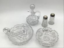 Lot of 5 Various Cut Glass Pieces Including