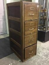 Antique Wood 4 Drawer File Cabinet