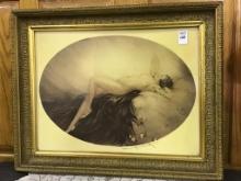 Framed Un-Known Icart Nude Lady Print