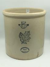 5 Gal Stoneware Crock Front Marked Western
