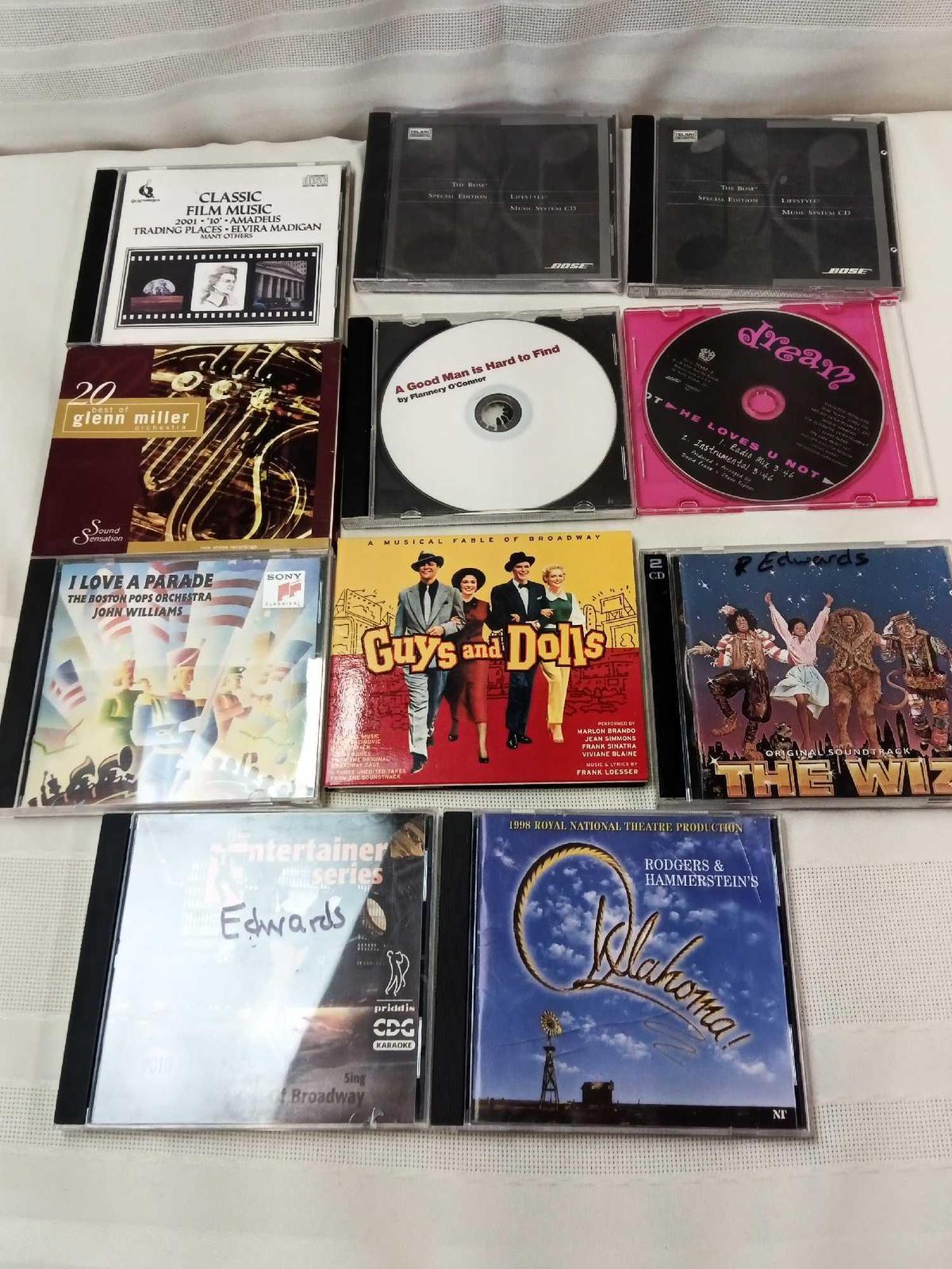 CD LOT MUSICAL SOUND TRACKS, "GUYS AND DOLLS," "THE WIZ", "OKLAHOMA" AND OTHERS