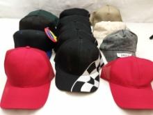 14 BASEBALL STYLE HATS.SOME WITH TAGS VARIETY OF COLORS.