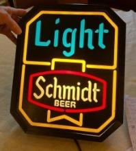 SCHMIDT LIGHT LIGHTED BEER SIGN 13"X15.5"