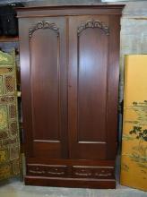 Early 20th C. Carved Walnut Armoire or Wardrobe